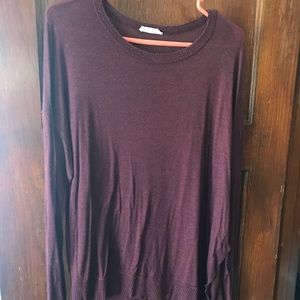 Asymmetrical Burgundy Sweater with Side Slit